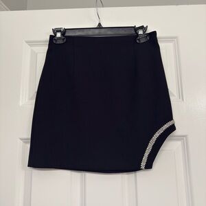 Zara Elegant Black Mini Skirt with Rhinestone Detail